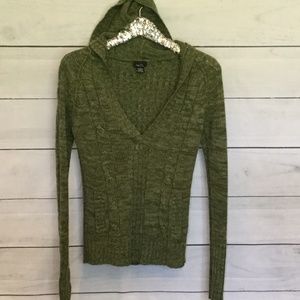 Rue 21 olive green v neck hooded sweater small